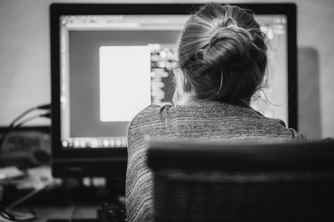 Woman working on a PC